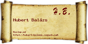 Hubert Balázs névjegykártya